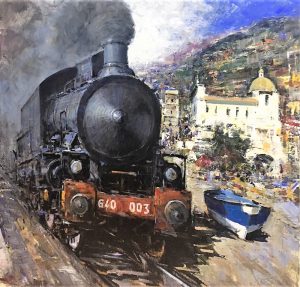 A. Patrisi The steam train cm 100x100 A. Patrisi The steam train cm 100x100