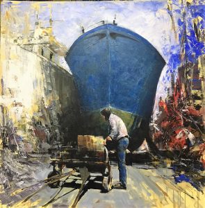 A. Patrisi Working in a shipyard cm 100x100 A. Patrisi Working in a shipyard cm 100x100